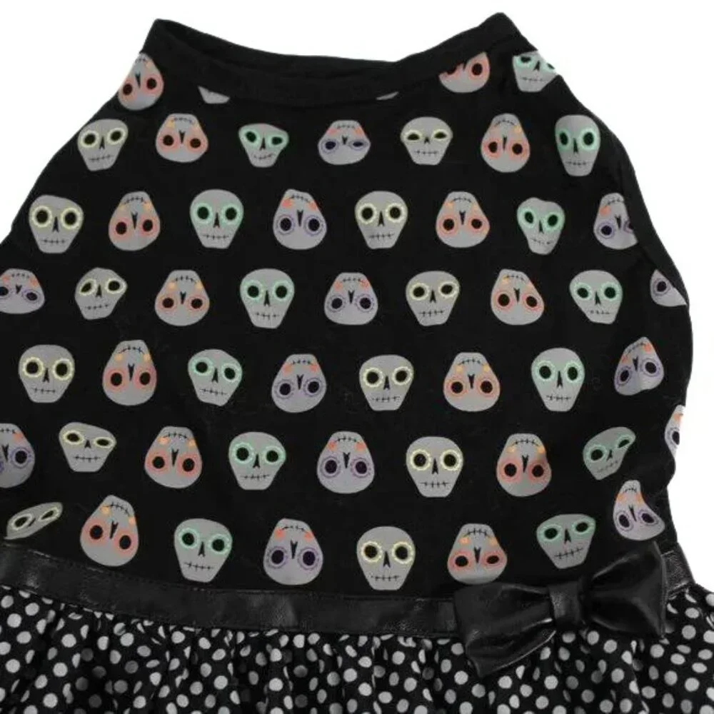 Thrills and Chills Gothic Halloween Skull Dog Dress Costume NWT Size Med…